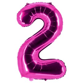 Party Factory Foil Balloons Pink 100 cm Numbers 0-9, 2, Pink