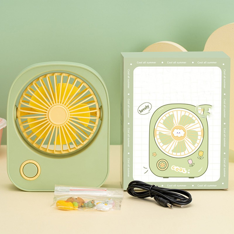 Small Desktop Fan Portable 115 Degreees Wind Direction Adjustment Cute