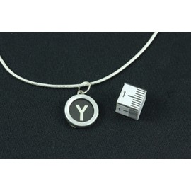 Miniblings Typewriter Keys Snake Necklace 45cm Chosse a Letter Name Initial Black, Letter:J