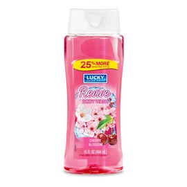Lucky Super Soft Revive Body Wash. Soothes, Softens and Moisturizes your Skin. Cherry Blossom Fragrance. 15 Fl.Oz / 444 ml. Pack of 12