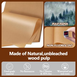 200PCS Thickened Parchment Paper Sheets, 9×13 In Heavy Duty Non-Toxic & Unbleached Parchment Baking Paper for Baking, Grilling, Air Fryer, Steaming, Non-Stick & Comes in Convenient Packaging, Brown