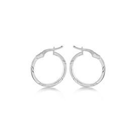 Tuscany Silver Women's Sterling Silver 17.5 mm Patterned Hoop Earrings