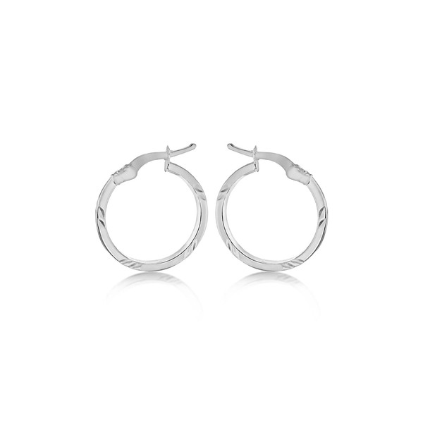 Tuscany Silver Women's Sterling Silver 17.5 mm Patterned Hoop Earrings
