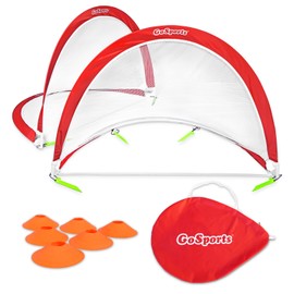 GoSports 6 FT Portable PopUp Soccer Goals  (Set of 2 + 6 Cones and Case)