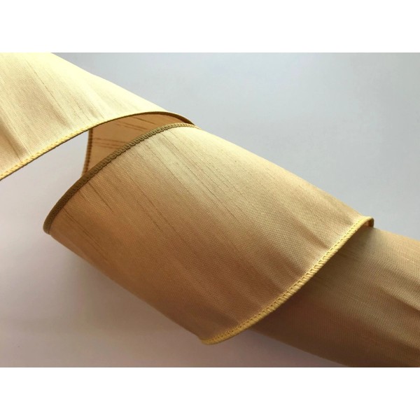 Decorative Ribbon Gold Faux Dupioni Ribbon, 4 Inches Wide, Wired