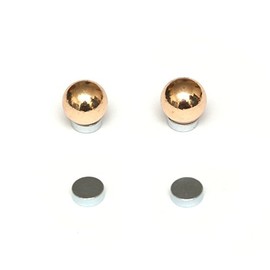 Idin Magnetic Earrings - 6 mm round gold-tone surgical steel ball bridal earrings for non-pierced ears (approx. 6 mm diameter)