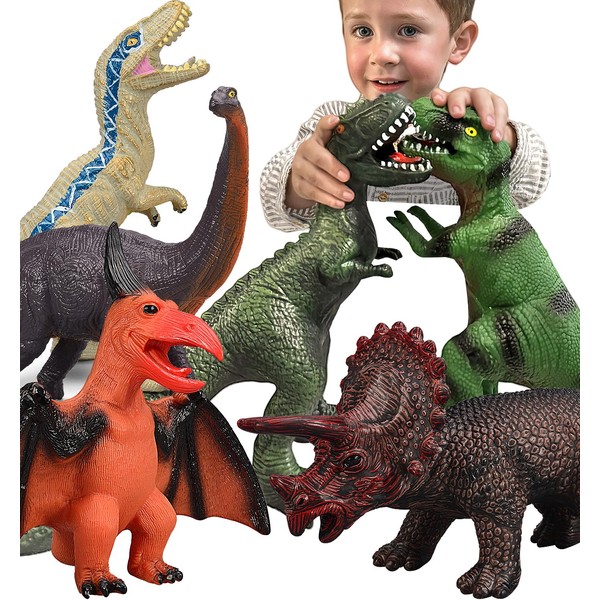 Gzsbaby 6 Piece Jumbo Dinosaur Toys for Kids 3-5 and