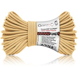 Ganzoo Paracord 550 Rope Brown Beige, 4 mm, Type 3, Nylon Polyester, Hybrid, Bracelet, Dog Lead, Dog Collar, Approx. 250 kg Breaking Load, Outdoor Rope, Camping Cord, All-Purpose Rope, 30 Metres