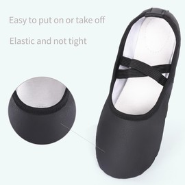ARCLIBER Zapatillas de Ballet en Suave Piel de PU Negra para niños, niñas y Mujeres 24 cm