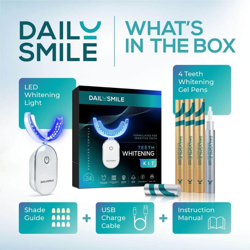 Dailysmile Teeth Whitening Kit with LED - Formulated for Sensitive