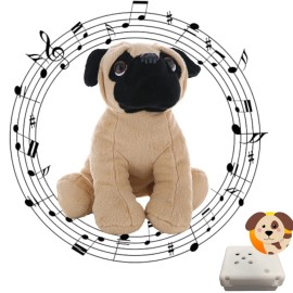 Toys Wonderland Pugsley the Pug 16" Plush Stuffed Dog Toy with Pre-Recorded Barking Sound
