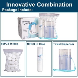 MuLing Compressed Towels,90 PCS Magic Compressed Towel with Carrying Case and Towel Dispenser,Portable Disposable Face Towel Wipes,Mini Coin Tissue for Travel,Home,Camping,Outdoor Activities