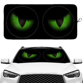 Black Cat Green Evil Eyes Windshield Sunshade for Car SUV Truck Foldable Uv Ray Reflector Front Window Sun Shade Visor Shield Cover