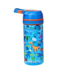 Kids Water Bottle, BPA Free, Leakproof, Easy Open, Secure Lock, Boys Water Bottle for School, Dinosaur Design, 420ml/14oz