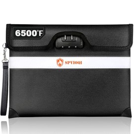 Bolsa de documentos ignífuga mejorada de 6500 °F con cerradura, bolsa de dinero a prueba de fuego para efectivo con cremallera/tira reflectante, 10 capas de materiales aislados térmicamente, bolsa ignífuga resistente al agua para documentos, bolsa de fuego