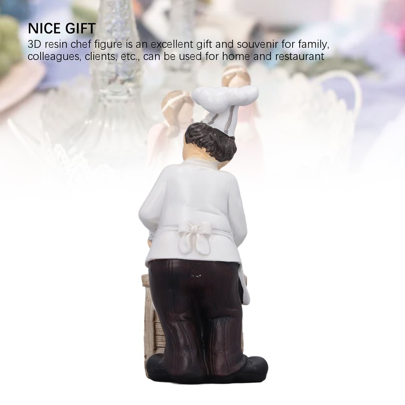 Resin Chef Statue Restaurant Dining Table Decor Figurine Ornament Kitchen