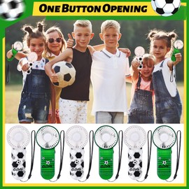 WILLBOND 12 Pcs Soccer Party Supplies Mini Handheld Fan Bulk Small Personal Portable Fans with Lanyard for Soccer Team Gift Goodie Bag Stuffers Outdoor Game Sport Party Favors, Battery Not Include
