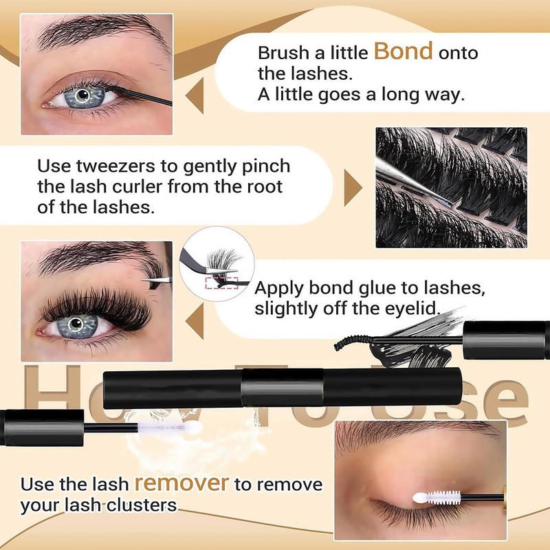 Cluster Lashes Kit - Fluffy Cluster Lashes 10-18mm, 200D Lash