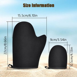 LOPHE Self-Tanning Glove, Black Dual Sided Tan Applicator Mitt, Reusable Self Tan Tanning Glove for Tanning Cream and Exfoliation, Washable Gloves Tanning Streak-Free Tan (Large + Small)