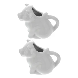 Ciieeo 2Pcs Ceramic Animal Shaped Milk Jug Cute for Sauces Milk and Hygienic Pitcher for Home Restaurant Use