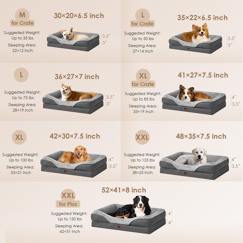 EHEYCIGA Memory Foam Dog Bed for Large Sized, Orthopedic Dog