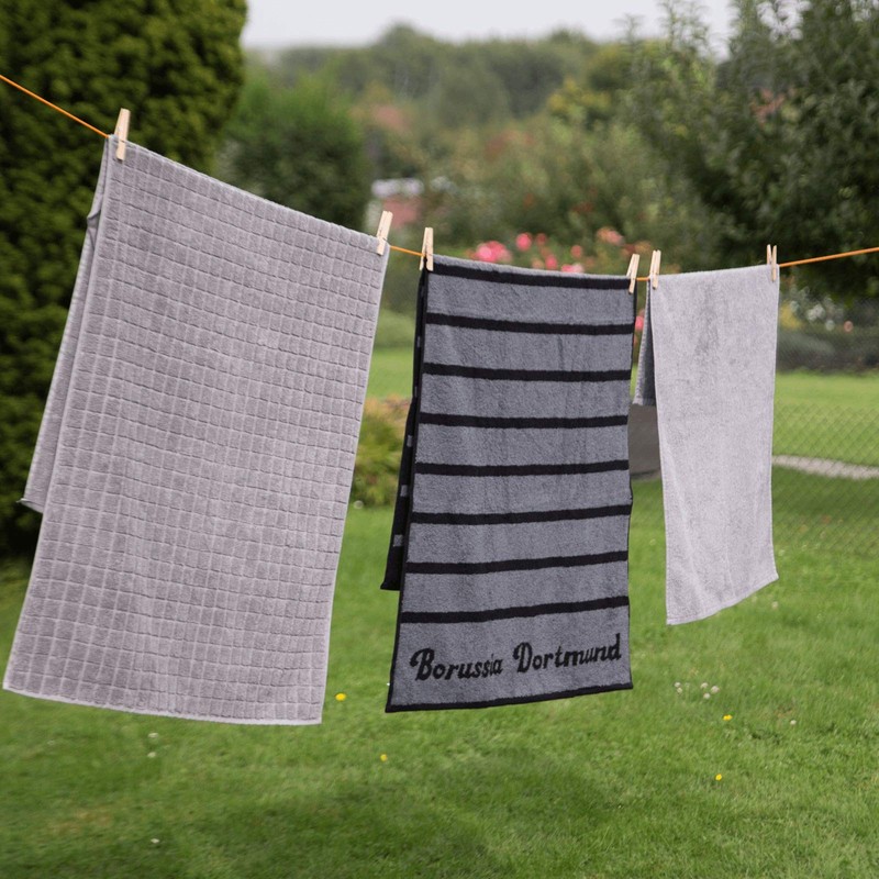 Borussia Dortmund Unisex Bvb-duschtuch Schwarzgrau Duschtuch, Grau Schwarz, 140 x