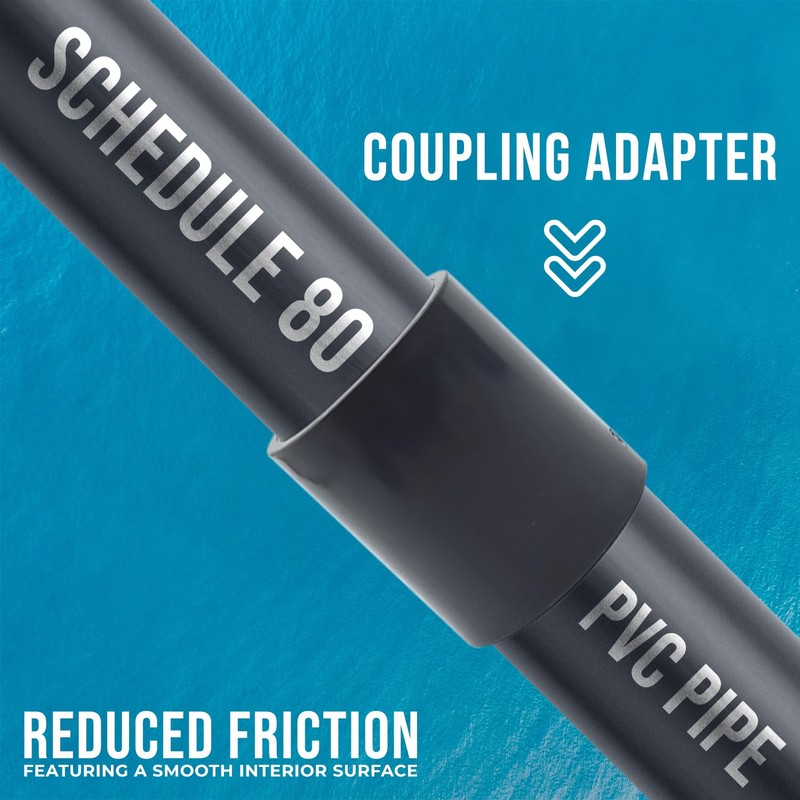 Ozmosis 4" PVC Pipe Fitting Coupling Connector, Schedule 80, Gray