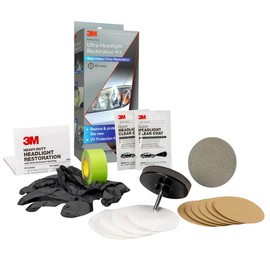 3M Ultra Headlight Restoration Kit, Contains Masking Tape, Light Sanding Discs, Wax Protectant and More, Use on Plastic Lenses Headlights, Taillights and More, Easy Heavy-Duty Restoration (39195) | 3M