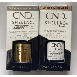 Set - 2 - CND Shellac Wear Extend Base Coat +  Duraforce Top Coat 0.25 oz Each