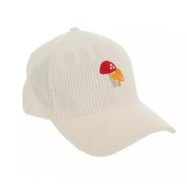 The Christmas Shoppe Adult Corduroy Mushroom Baseball Hat Cap One Size Adjustable White Fungi Cute