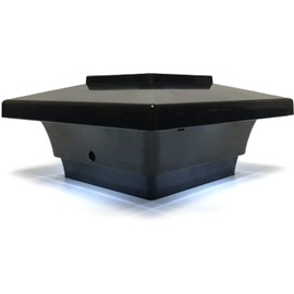 Solar Post Cap 5x5 Black Low Profile 4 SMD White LED Light (2 Pack) PL252B