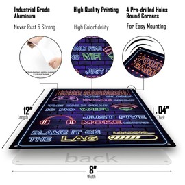 Funny Gamer Sign Printed Neon Gaming Metal Poster Boys Gaming Room Gift Gaming Room Wall Door Decor 8 x 12 inch (2403)