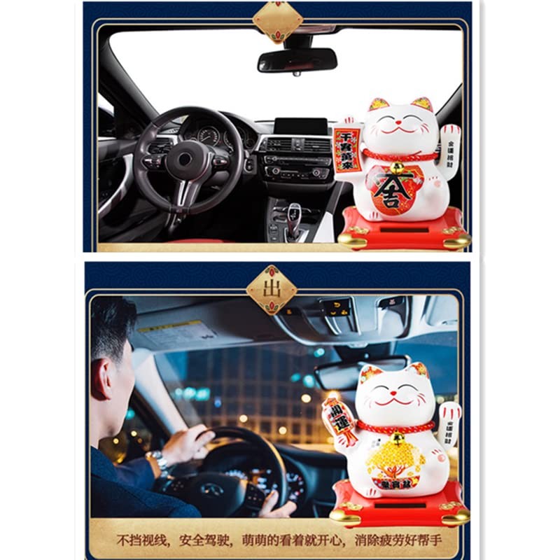 XIZHI 5 1/2” Solar Lucky Cat Waving Cat - Maneki