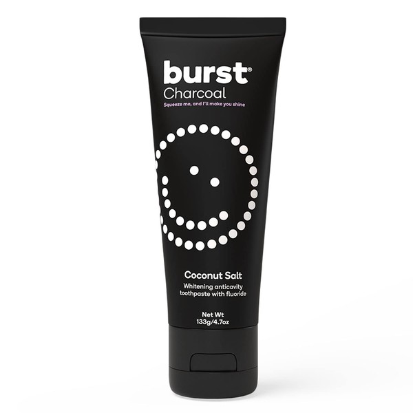 BURST Charcoal Toothpaste - Whitening Toothpaste for Adults - Sensitive Toothpaste - Cavity Fighting Fluoride, Xylitol Toothpaste, Vegan, Gluten Free, SLS Free Toothpaste - Coconut Salt, 4.7oz