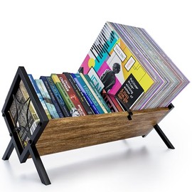 SAYONEYES Vinyl Record Storage Rack with 100 LP Capacity – Heavy Duty Record Holder for Vinyl Albums - Premium Construction, Scratch-Resistant Finish, and Modern Design for Any Music Room