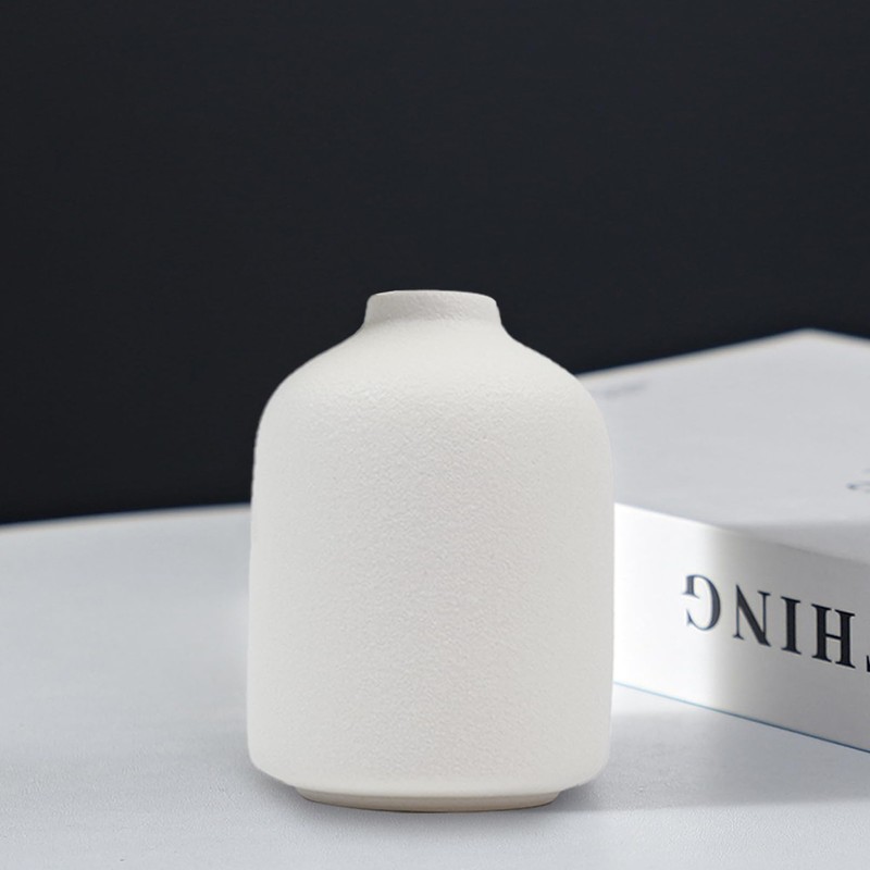 Set of 4 White Ceramic Vase for Flower, Small Decorative