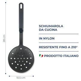 PARODI & PARODI - Nylon Slotted Spoon, Heat Resistant up to 210°, Strainer for Cooking, Frying, Peeling and Steaming - Kitchen Accessories for Draining Kitchen Utensils 30 x 11 cm