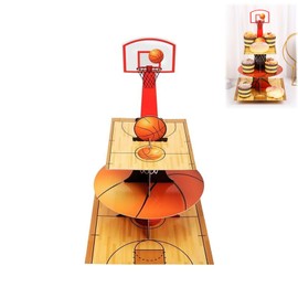 Hinapan 1 Piece Cupcake Stand with Basketball Motif, 3 Tier Cupcake Stands, Sports Theme Party, Snack Tray Stand, Birthday Party Decorations