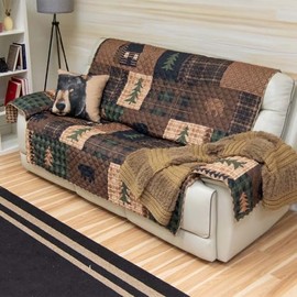 Black Bear & Pines Oversized Sofa Cover