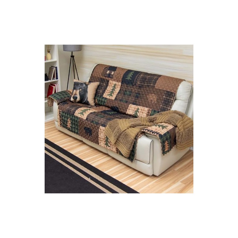 Black Bear & Pines Oversized Sofa Cover