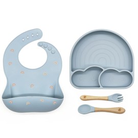 Wriggle & Giggle Rainbow Feeding Plate (Dusty Blue)