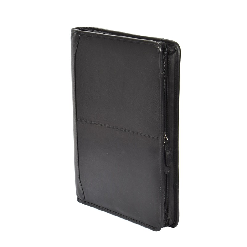 Luxury Real Leather Zip Around Folder File Detachable Metal Ring
