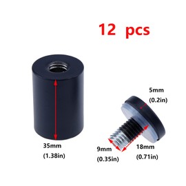 Antrader Glass Standoff 1"×1-1/2", Stainless Steel Sign Standoff Screws, Hollow Advertising Standoff Mounts，Glass Acrylic Nail, Pack of 12, Matte Black