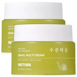 Pretty Skin 수분채움 달팽이크림 영양 보습 멀티 수분크림 100ml 2개 Hydrating Snail Cream Nutrient Moisturizing Multi Moisture Cream 100ml x 2