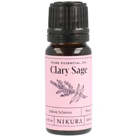 Nikura | Clary Sage Essential Oil - 10ml - 100% Pure, Natural and Vegan, for Stress Relief and Hair Growth | Aromatherapy, Diffusers