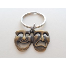 Bronze Theatre Masks Charm Keychain, Mask Charm, Drama Keychain, Graduation Keychain, Actors Keychain
