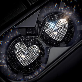 Murimt Car Cup Coasters 2 Pack Bling Cup Holder Coasters Absorbent Car Cup Holder Insert Non-Slip Sparkly Crystal Rhinestone Coasters Bling Car Interior Accessories for Women