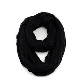NYFASHION101 Soft Winter Warm Chunky Knit Cowl Infinity Loop Scarf, Black