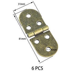 6 PCS Small Door Hinges with Rounded Edges, Ideal for Folding Tables, Cabinet Doors, and Bedside Cabinets (Bronze)
