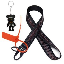 Behoneybee Off Classic Wristlet Keychain Strap Wristlet Strap Fashion Keychain Lanyard Office Badge Keychain Holders Waist Decor Lanyard for Car Keys Assecories - (Black)